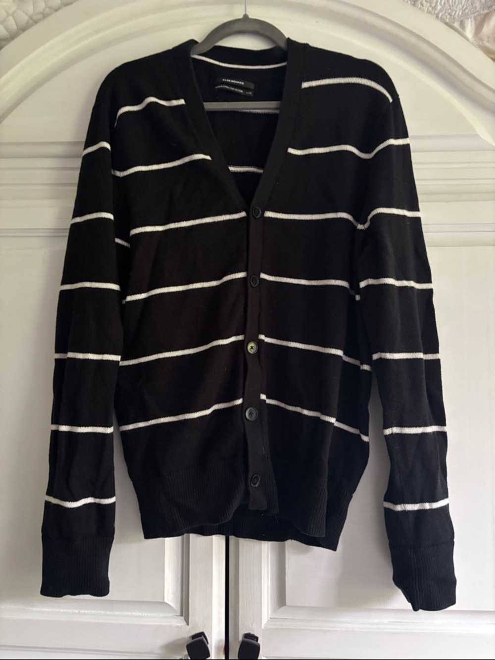 Club Monaco Cashmere blend Cardigan navy with White Stripes